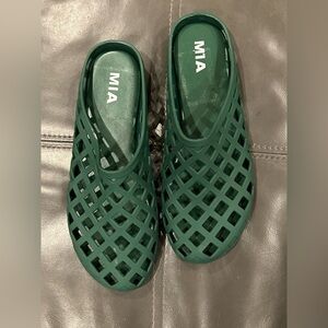 MIA Forest Green Lattice Slip-Ons